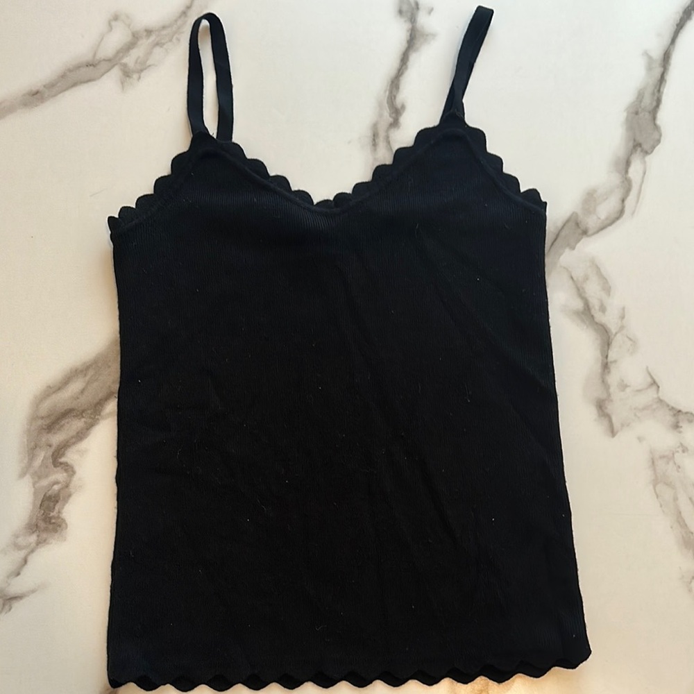 Black Scalloped Women's Top
